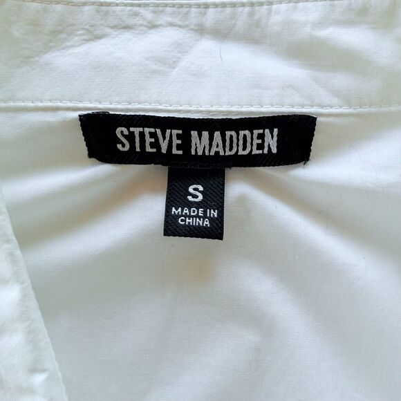 NWT Steve Madden Marisol Cotton Smocked Corset Detail Shirt in White Size Small - Picture 11 of 16